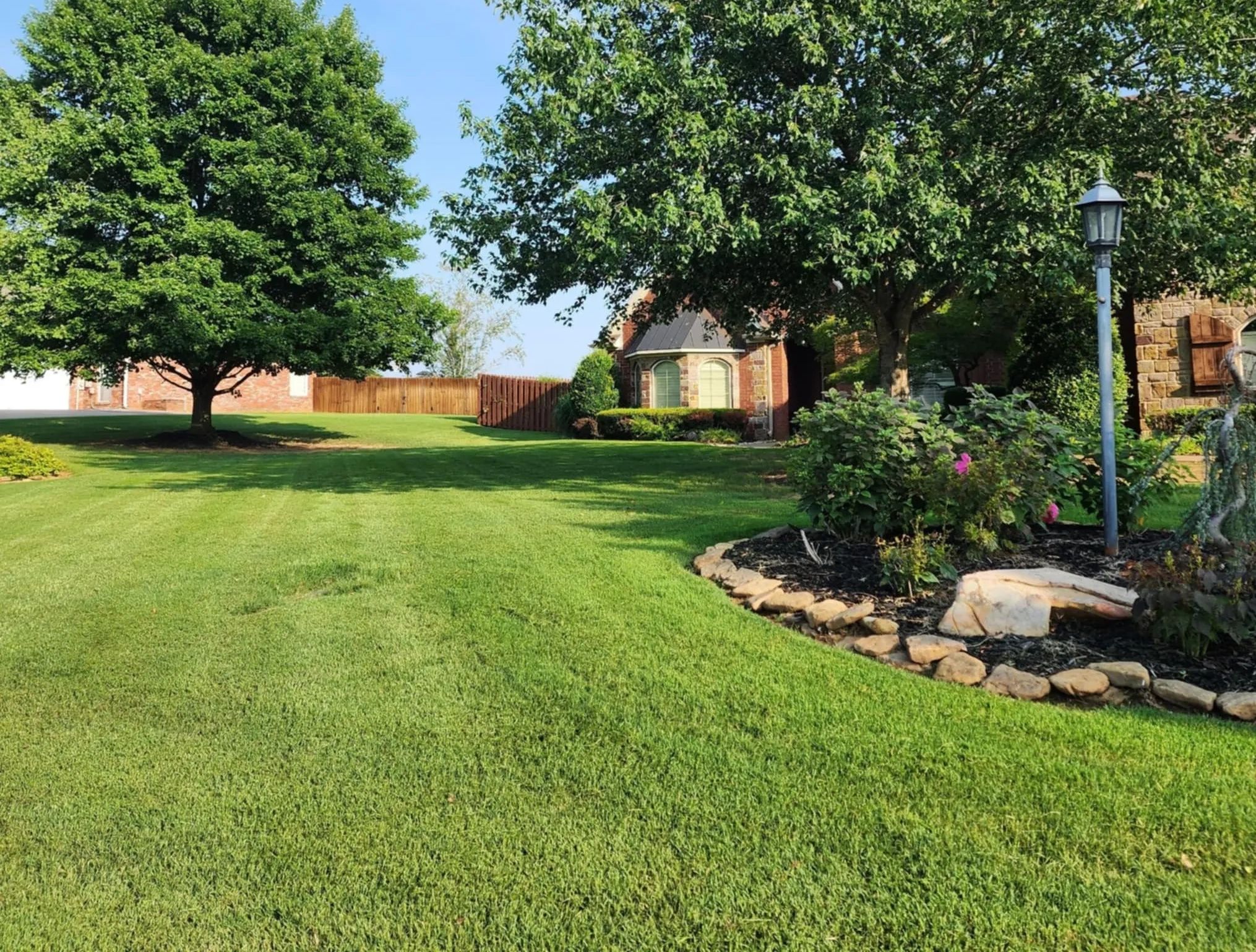 Well-maintained green residential lawn